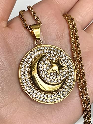 Muslim Crescent Star Necklace Amulet Islamic Jewelry Gift