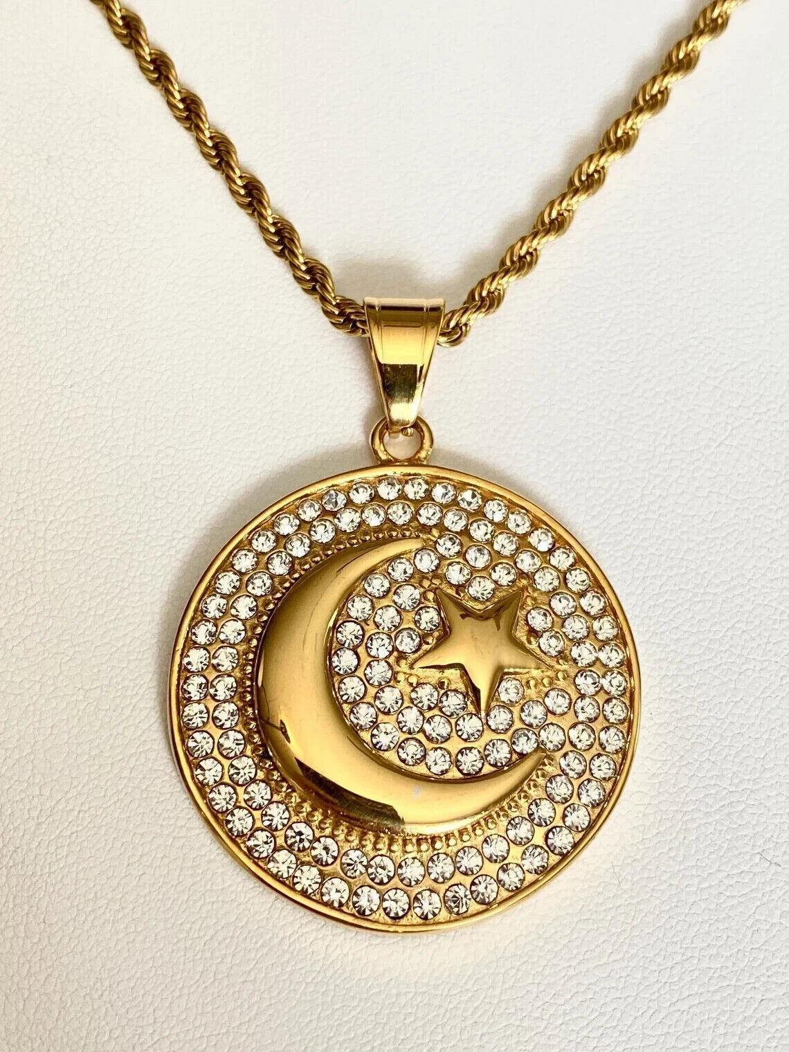 Muslim Crescent Star Necklace Amulet Islamic Jewelry Gift